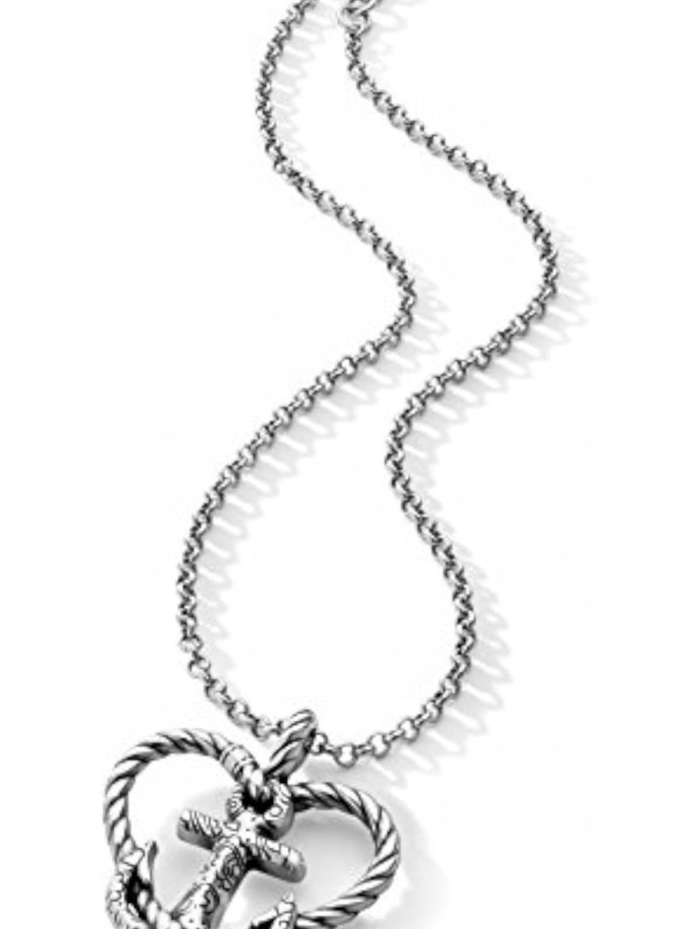 Brighton Silver Anchor in Twisted Rope Heart Necklace
